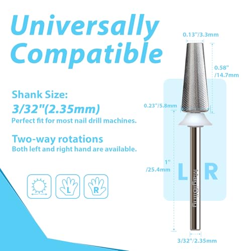 MagiBling 3XF Tapered Barrel Nail Drill Bit - 3/32" Tungsten Carbide