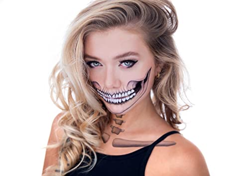 Classic Skull Temporary Tattoos - Waterproof Halloween Face Stickers