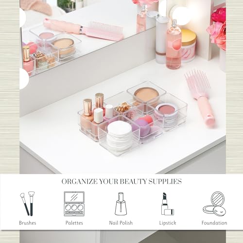 STORi 6-Piece Stackable Clear Drawer Organizer Set - 3" Square Trays for Makeup & Office Storage