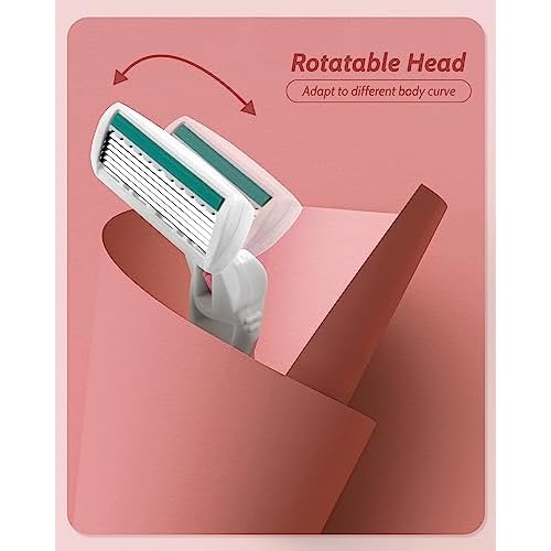 Razors for Women Sensitive Skin, 6 Blades Women¡¯s razors for Shaving, including 1 Travel Razor for Women with 12 Blade Refills