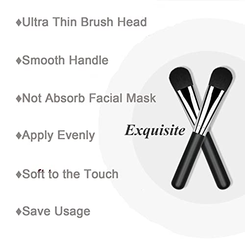 Ksvsonrvi Soft Bristles Facial Mask Application Brush Black+Silver - Man-made Fiber Cosmetic Tool