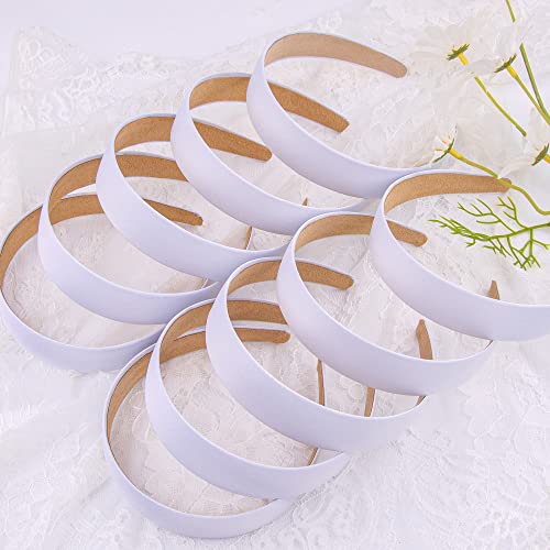 36 Pcs White Satin Headbands - 1 Inch Wide Non-Slip Hair Accessories