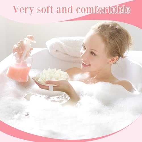 Boao 6 Pcs Exfoliating Shower Puffs Mesh Bath Sponges in Khaki Dark Brown Beige
