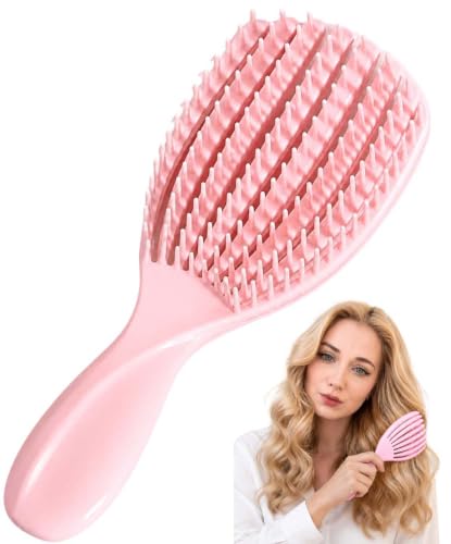 YeeSupe Pink Small Curved Vented Afro Hair Brush for Wet & Dry Textured Hair