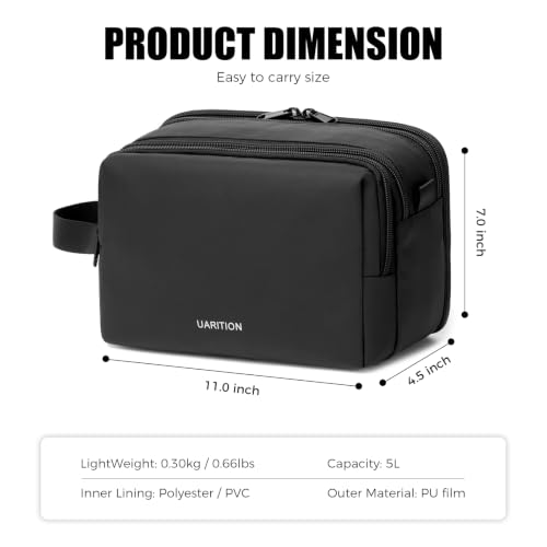 Black Travel Toiletry Bag for Men - Waterproof Dopp Kit Organizer