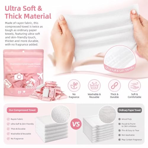 Silent Grind Pro 60-Piece Compressed Towel Tablets - Portable Face Tissues