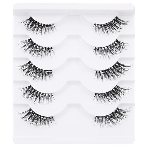 Cat Eye Half Lashes Natural Wispy Mink Fake Eyelashes Lightweight Reusable zanlufly