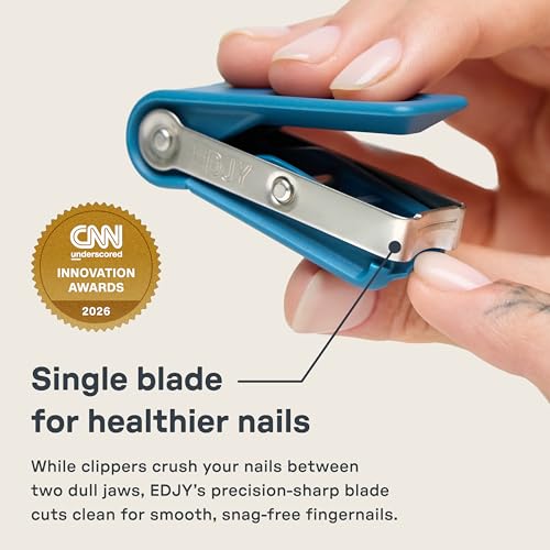 EDJY Blue Fingernail Cutter - Ergonomic Stainless Steel Nail Clipper
