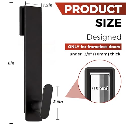 Heavy Duty Shower Door Hooks for Frameless Glass - 2 Pack