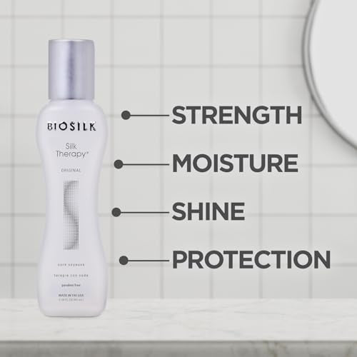 BioSilk Silk Therapy Original, Reconstructing Leave-In Hair Treatment, Adds Shine, Smooths & Prevents Split Ends, Sulfate-Free, Paraben-Free, Cruelty-Free, 2.26 Oz