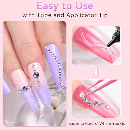 Makartt Rhinestone Glue for Nails: Super Strong Gel Nail Glue for Nail Charms Gems Decorations, 3D Gel Nail Art Bling Jewel Diamonds for Salon & DIY Manicure, 30ML UV Lamp Cured Need Beauty Gifts