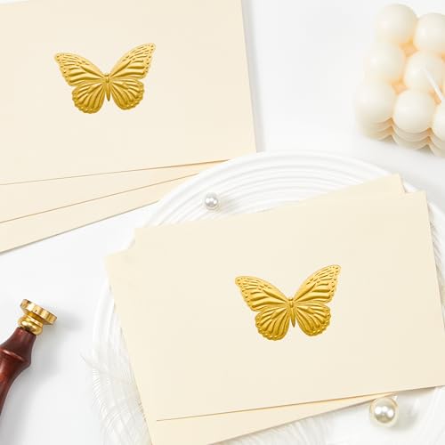 Crisky 25 Pack Blank Greeting Cards with Envelopes & Stickers - 4x6 Gold Foil Butterfly Design