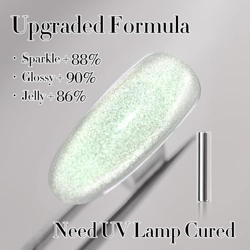 Double Rhythm 15ML Cat Eye Gel Nail Polish - Holographic Glitter Green
