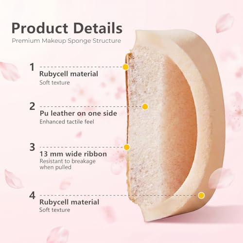 AMORTALS Rubycell Makeup Sponge & Powder Puff Set with Concealer Brush