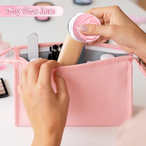 24 Pink Rose-Shaped Cosmetic Jars - Leak-Proof Plastic Containers for Makeup & Skincare