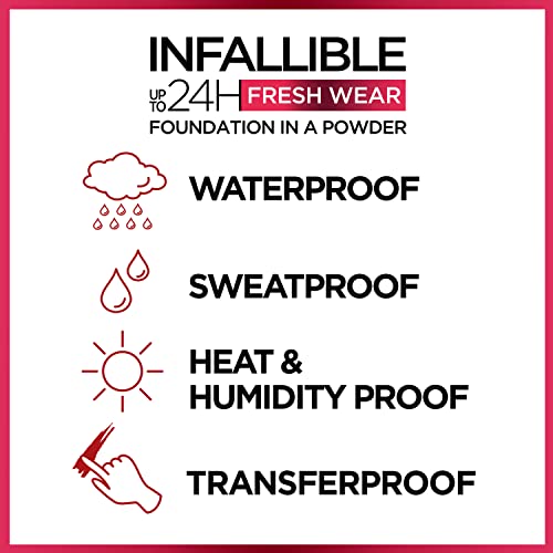 L'Oreal Paris Makeup Infallible Fresh Wear Foundation in a Powder, Up to 24H Wear, Waterproof, Ivory Buff, 0.31 oz. (Packaging May Vary)