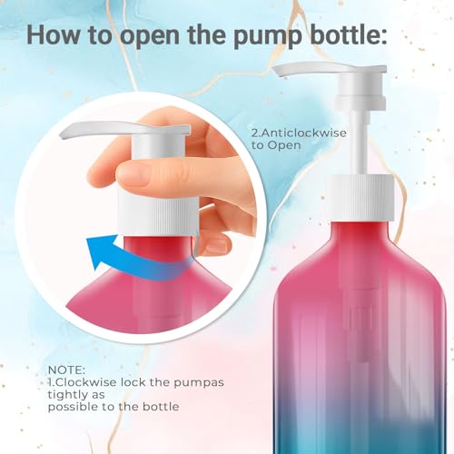 Gradient Plastic Pump Bottles 500ml - 3 Pack with Labels