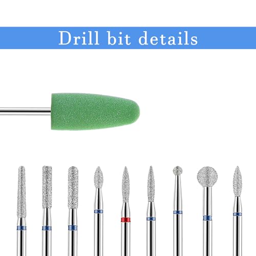 YUXIANLB Silver 10pcs Nail Drill Bits Set for Manicure & Nail Art
