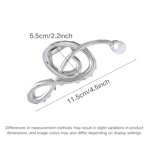 Jacnkb Style D Music Note Hair Claw Clips Pearl Large Clef Hair Accessories for Women