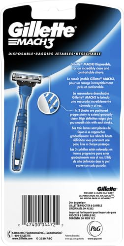Gillette Mach3 Disposable Razors - 3 Count, Close & Comfortable Shave