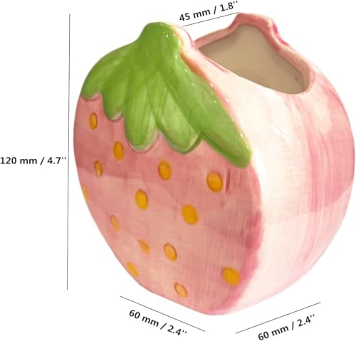 Strawberry Ceramic Makeup Brush Holder - Cute Desktop Desk Organizer