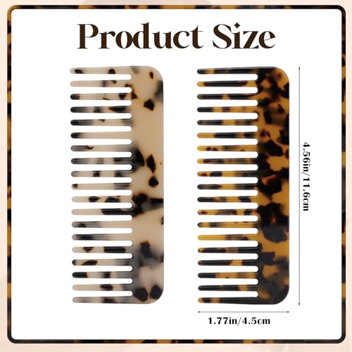 Mozeat Lens Wide Tooth Comb Set - Tortoise & Tokyo Style for Curly Hair