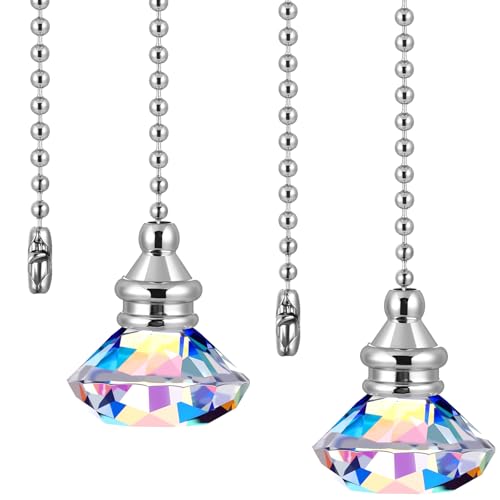JOVITEC 2-Pack Crystal Pull Chain Extensions for Ceiling Fans - 1m Long