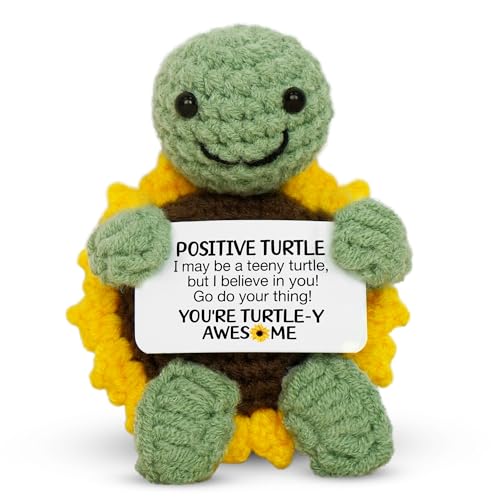 Handmade Positive Crochet Turtle Gift for Women - Soft Yarn Decor