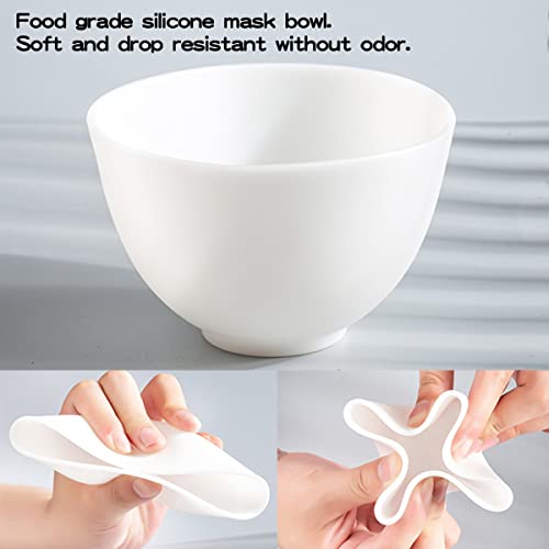 FERCAISH White DIY Face Mask Mixing Bowl Set - Microwavable Silicone Facial Mask Bowls for Home & Salon, 4-Pack
