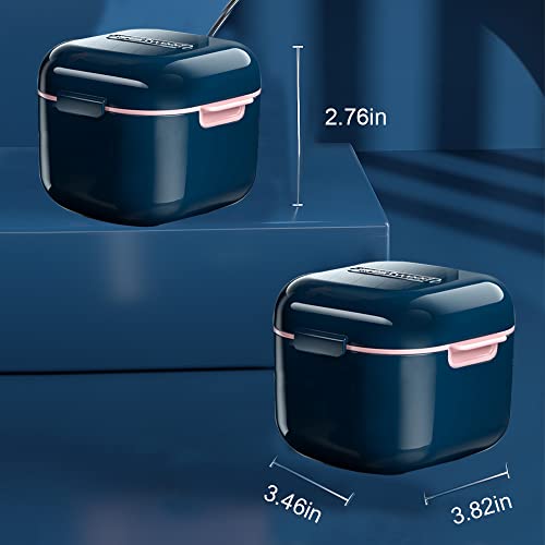 Blue Denture Cup and Retainer Case with Strainer Basket - Travel Oral Storage