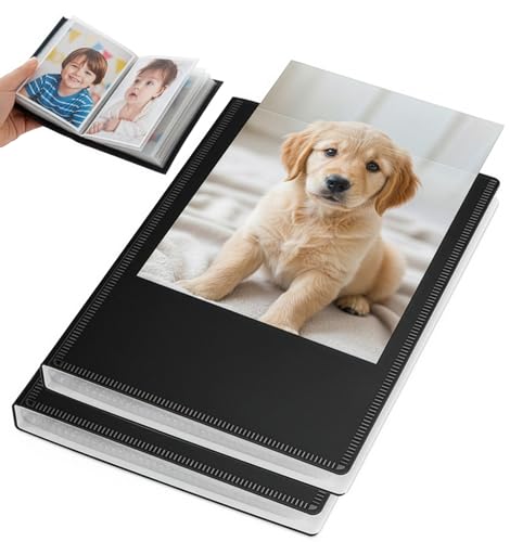 Performore 4x6 Photo Album - 2 Pack Small Black Albums with Customizable Cover