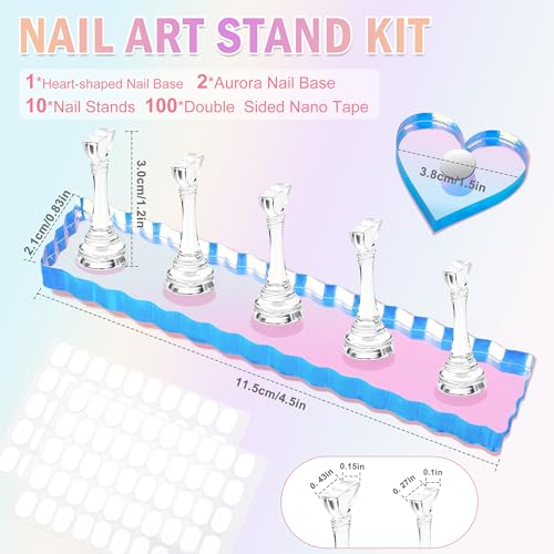 Heart Shaped Acrylic Nail Stand for Press On Nails - 2pcs Kit