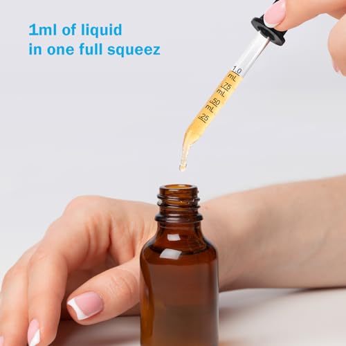 Herain 8-Pack 1mL Glass Eye Droppers with Measurement Tips