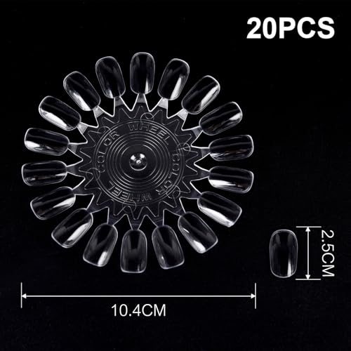 Siyuwuro 20Pcs Clear Nail Swatch Wheels for Acrylic Nail Art Display & Practice
