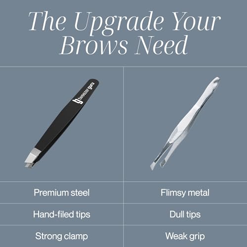 5-Piece Stainless Steel Tweezers Set - Precision Slant & Pointed Tweezers for Eyebrows, Ingrown Hair & Splinter Removal