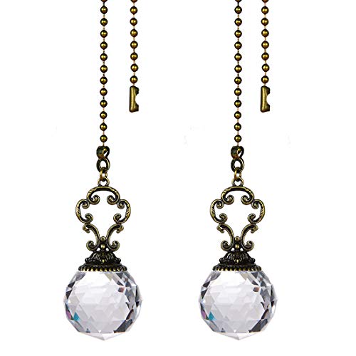 Set of 2 Vintage Crystal Prism Fan Pull Chains for Ceiling Fans
