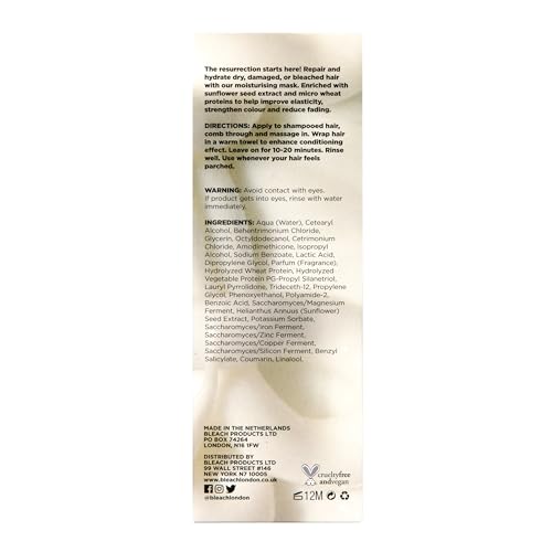 Bleach London Reincarnation Mask: Bond-Restoring Protein Hair Treatment Repairs and Nourishes Dry Damaged Hair - Vegan & PETA-Approved (200ml / 6.8oz)