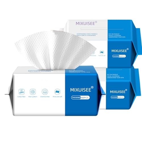 MIXUISEE Disposable Face Towels, Pack of 3, 100% Cotton, Ultra Soft