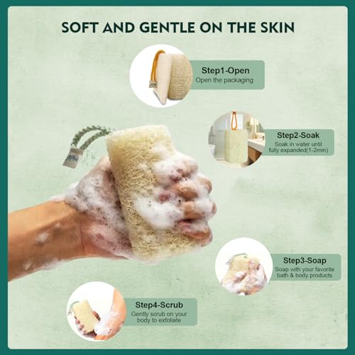 HVB Natural Loofah Exfoliating Bath Sponge - Pack of 4