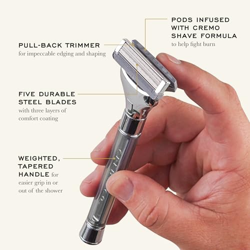 Cremo Original Shave Gift Set for Men, includes Impossibly-Slick 6 oz Shaving Cream, Chrome Barber Grade Razors for Men and four Razor Blades Refills