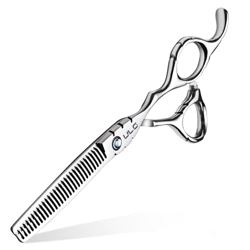 ULG Shark Series Thinning Scissors 6.7” Japanese Stainless Steel Offset Handle Silver-Seamless