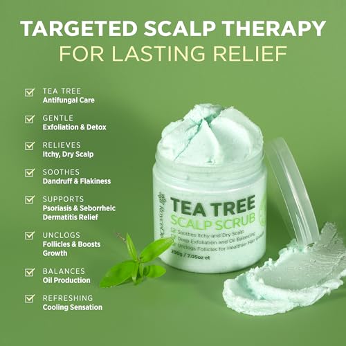 Roycederm Tea Tree Scalp Scrub - Pre-Shampoo Exfoliating Treatment for Healthy Hair