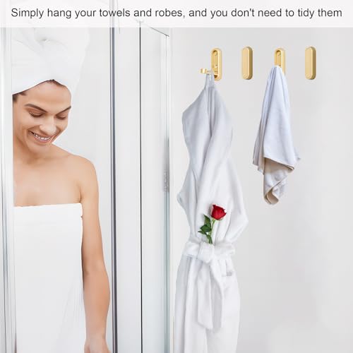Brushed Gold Foldable Towel Hooks - 2 Pack Heavy Duty Wall Hooks
