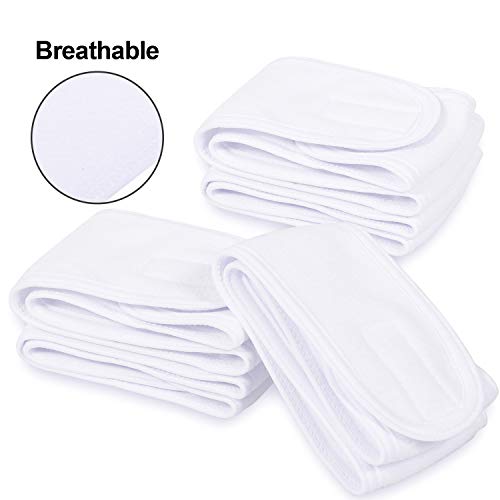 Whaline White Spa Headbands 4-Pack - Soft, Adjustable Hair Wraps for Facial & Beauty Use