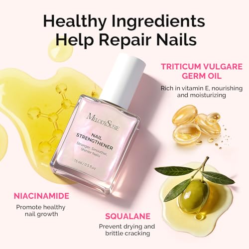 MelodySusie Nail Strengthener & Growth Treatment 15ml - 2-in-1 Base Coat & Glossy Polish