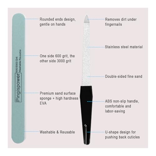 10-Piece Metal Nail File & Buffer Set for Salon-Quality Manicure