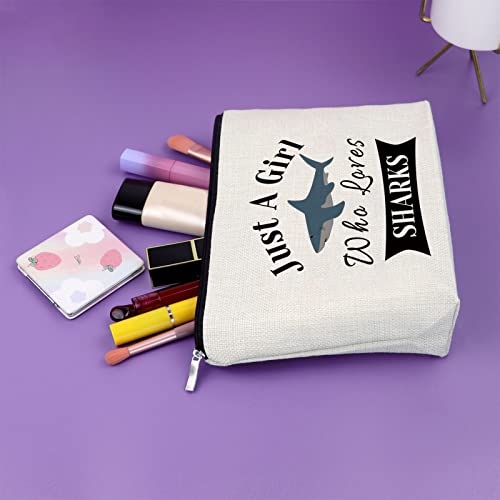 Sazuwu White Shark Makeup Bag for Girls & Women - Marine Animal Gift
