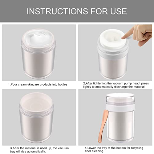 2 Pack 3.4 oz Airless Pump Jar - Vacuum Refillable Lotion Container