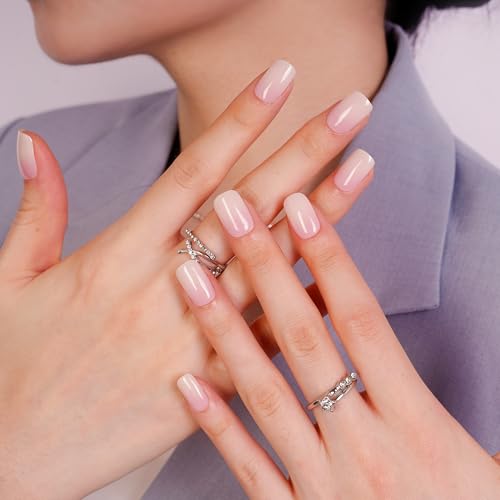 DANNI & TONI Baby Ombre Semi Cured Gel Nail Strips Pink to White 28 Stickers - Easy Application