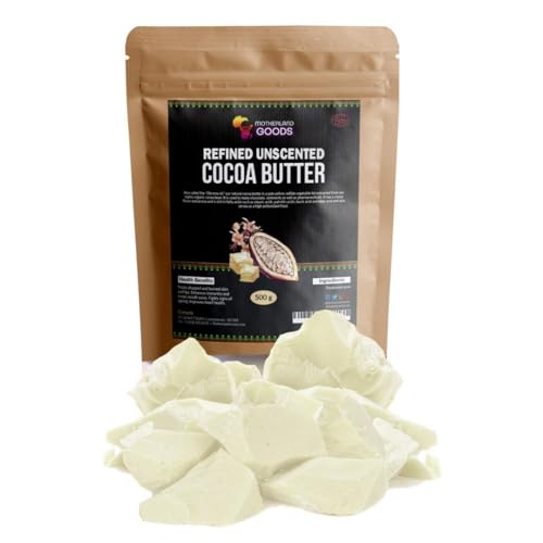 Organic Refined Cocoa Butter Chunks - Unscented 4 Oz for DIY Skincare & Crafts